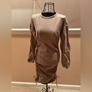 Olive Green Rouched Bottom Sweater Dress